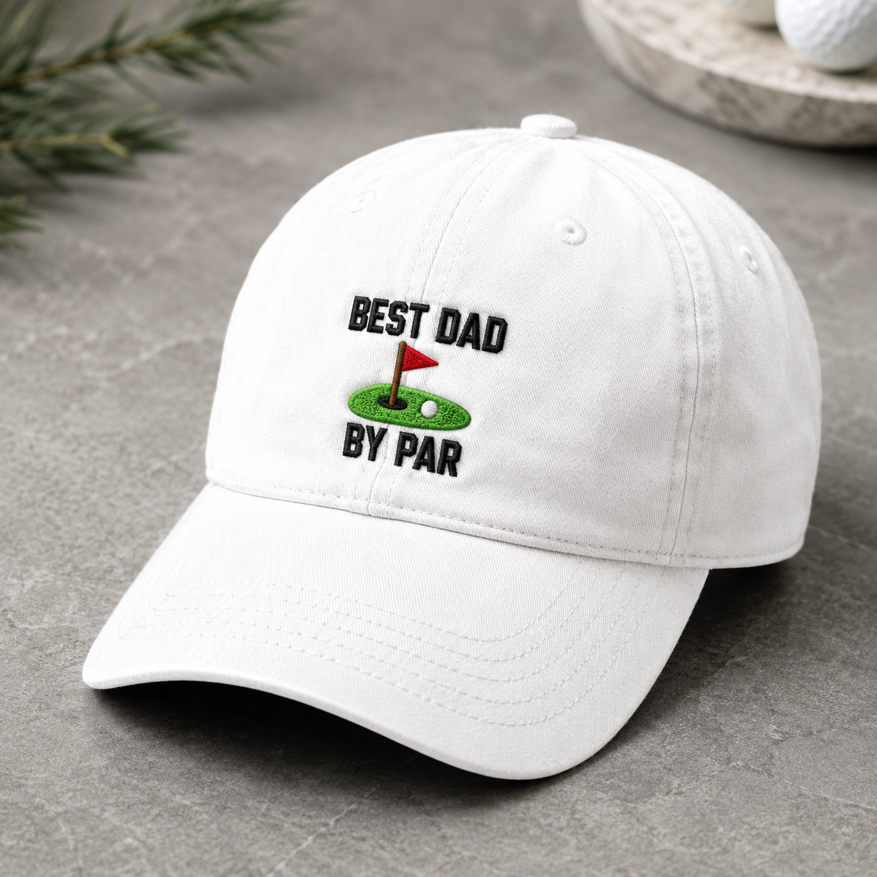 Best Dad By Par Washed Cap, Golf Father's Day Hat for Course-Loving Dads - Washed Cap - detail view