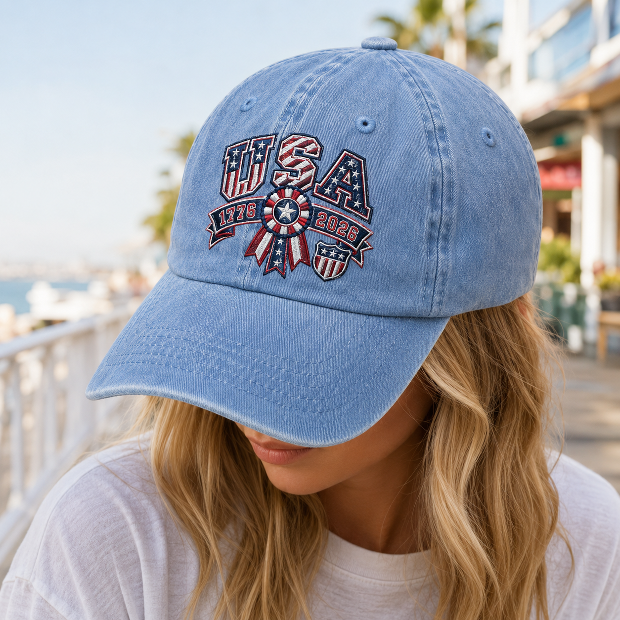 USA 1776 2026 Washed Cap, Patriotic 250th Anniversary Hat - washed cap - lifestyle view 6