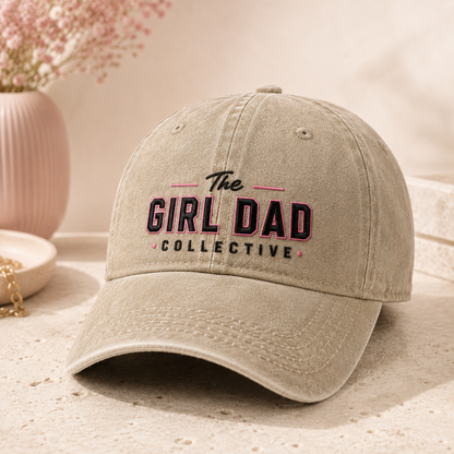 The Girl Dad Collective Washed Cap, Proud Dad Hat for Father's Day Gift - Washed Cap - detail view