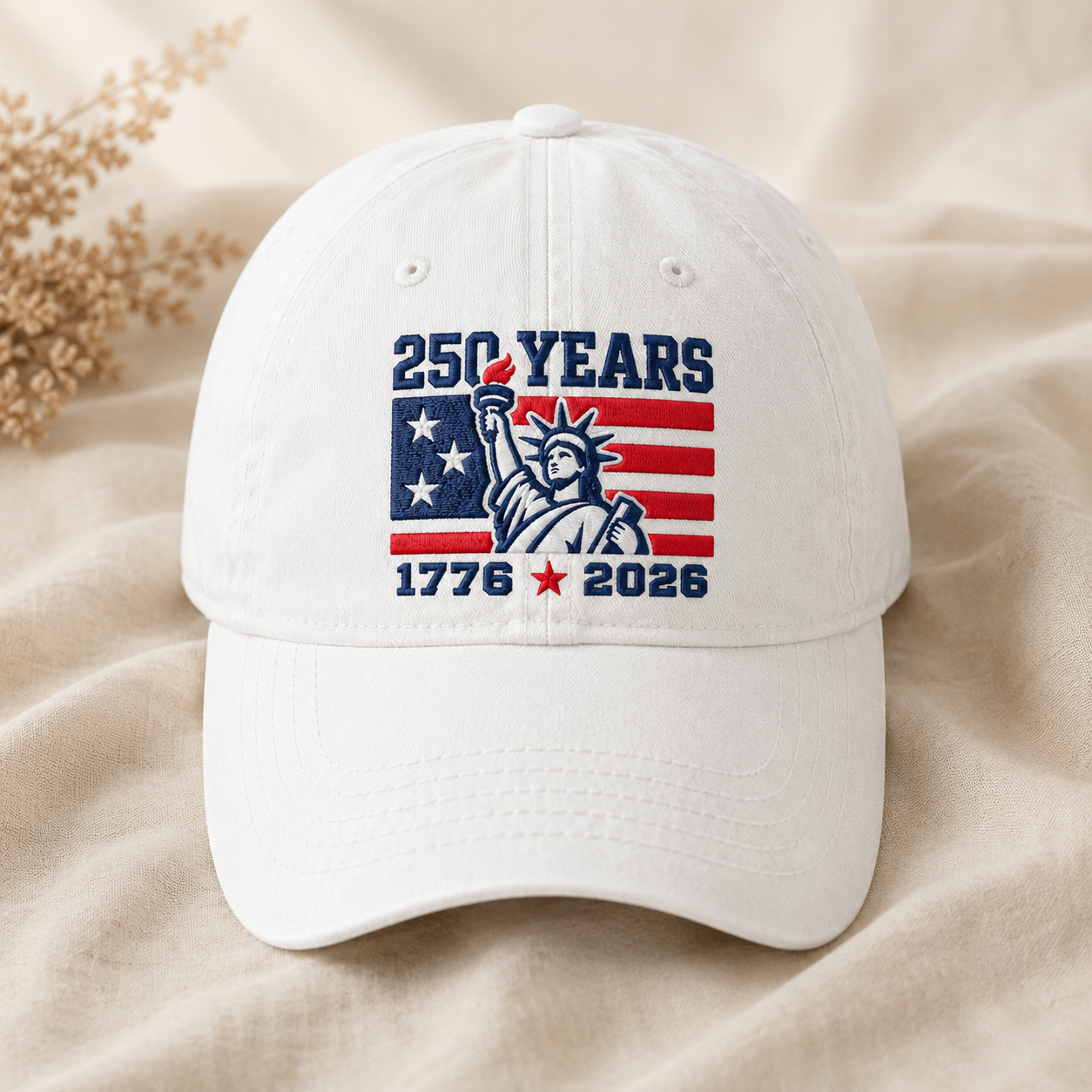 250 Years Washed Cap, 1776 2026 Statue of Liberty Patriotic Hat - washed cap - lifestyle view 3