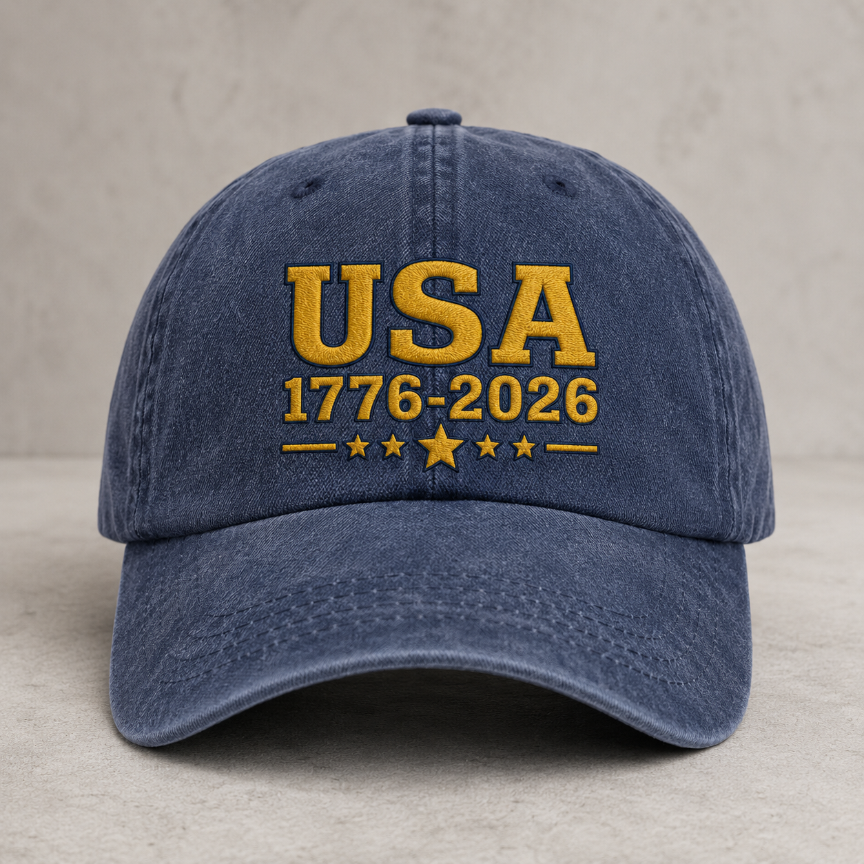 USA 1776-2026 Washed Cap, Patriotic 250th Anniversary Hat - washed cap - front view