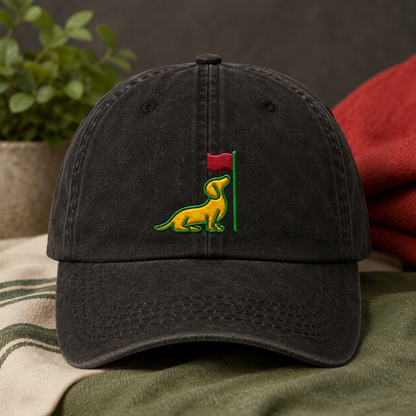 Dachshund Golf Flag Washed Cap, Embroidered Doxie Hat for Pet Owners - Washed Cap - lifestyle view 2