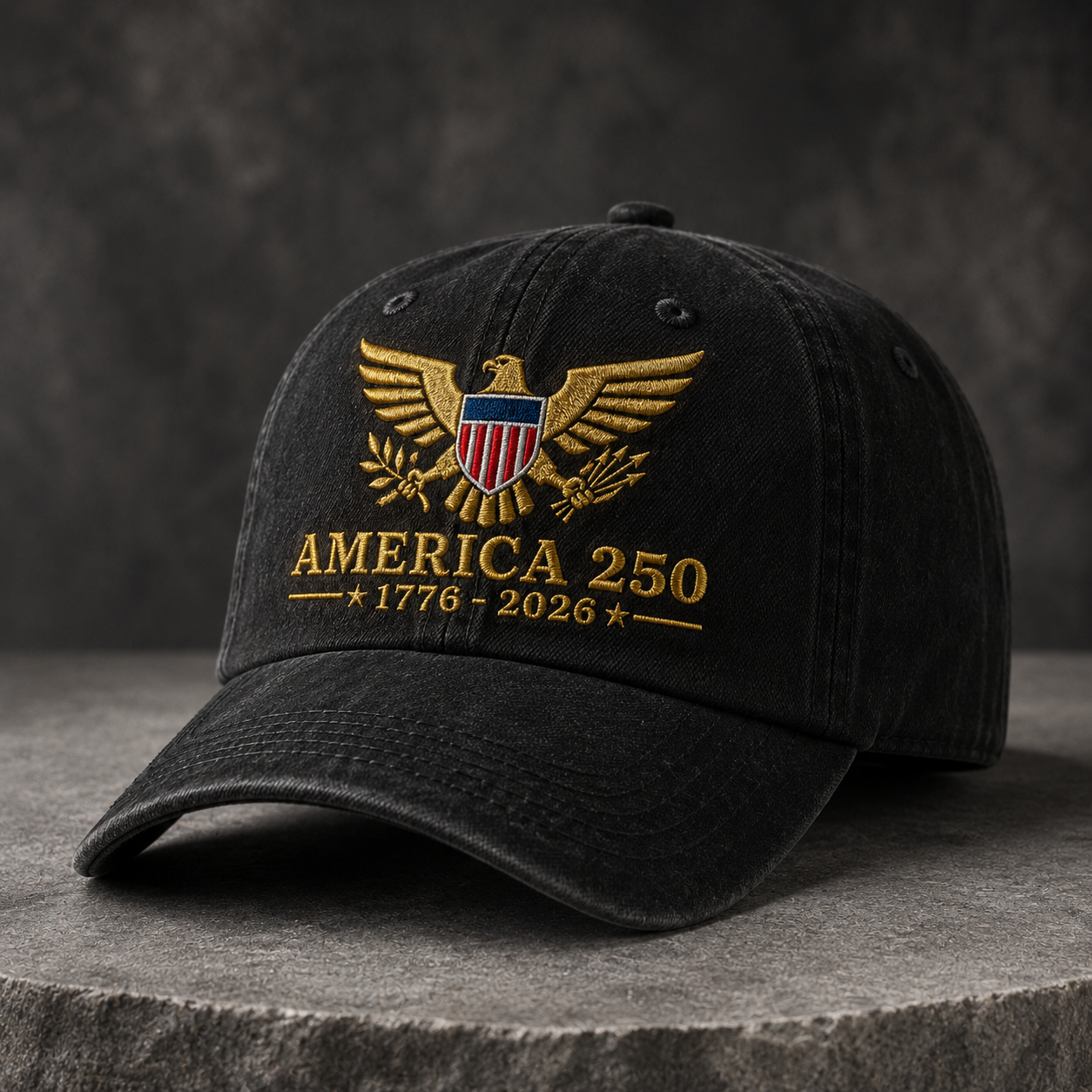 America 250 1776-2026 Washed Cap, Patriotic Eagle Embroidered Hat for USA Semiquincentennial - washed cap - lifestyle view 2