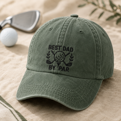 Best Dad By Par Washed Cap, Golf Dad Hat, Father's Day Gift - Washed Cap - lifestyle view 2