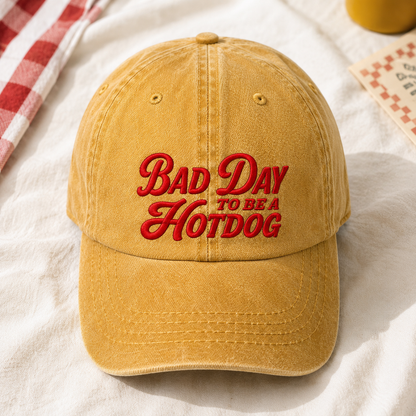 Bad Day To Be A Hotdog Washed Cap, Funny Diner Hat - washed cap - lifestyle view 5