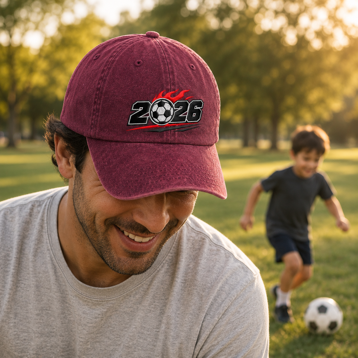2026 Soccer Embroidered Washed Cap - Washed Cap - detail