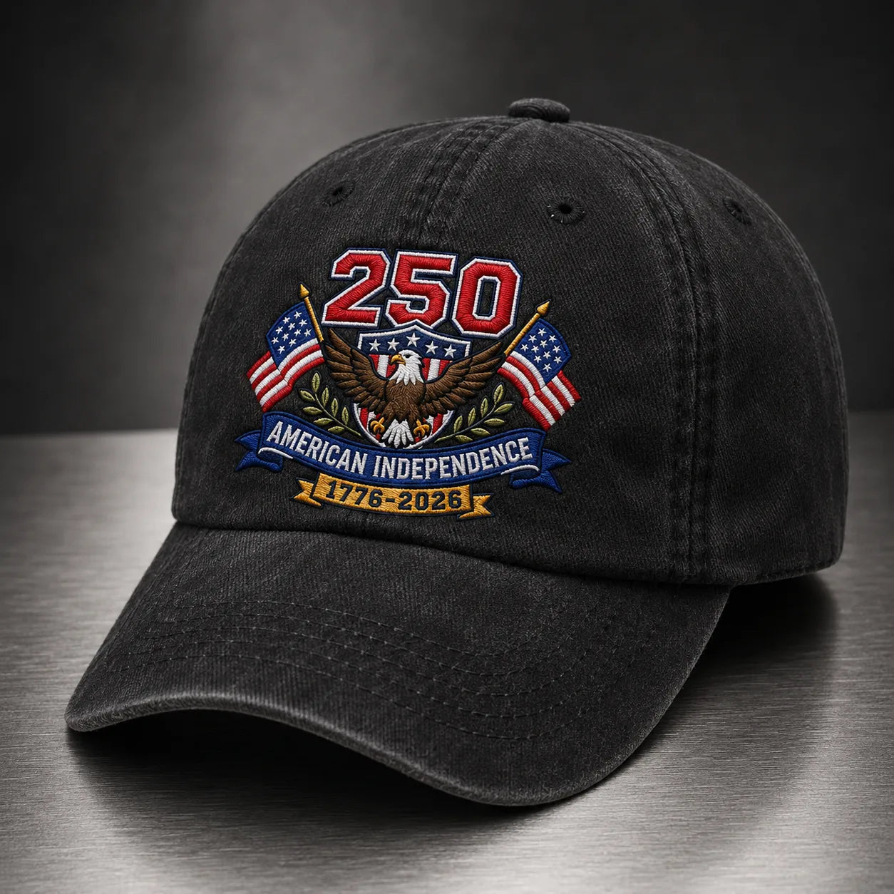 250 American Independence Patriotic Washed Cap - washed cap - detail