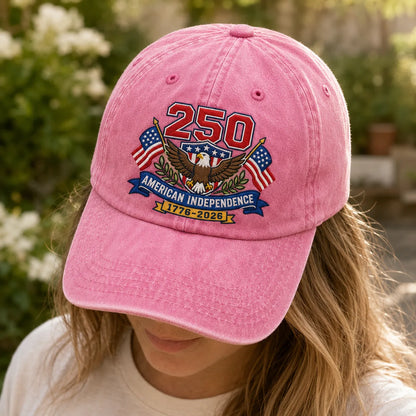 250 American Independence Patriotic Washed Cap - washed cap - side view
