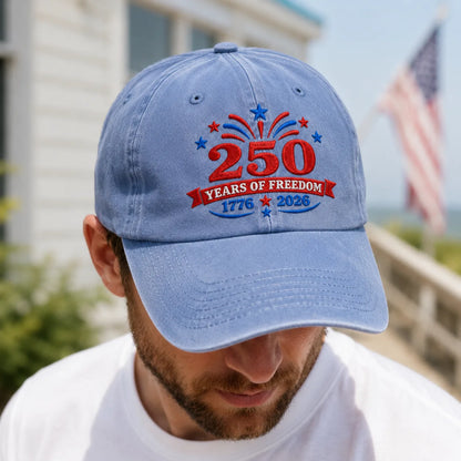 250 Years of Freedom Bold Washed Cap - washed cap - styled