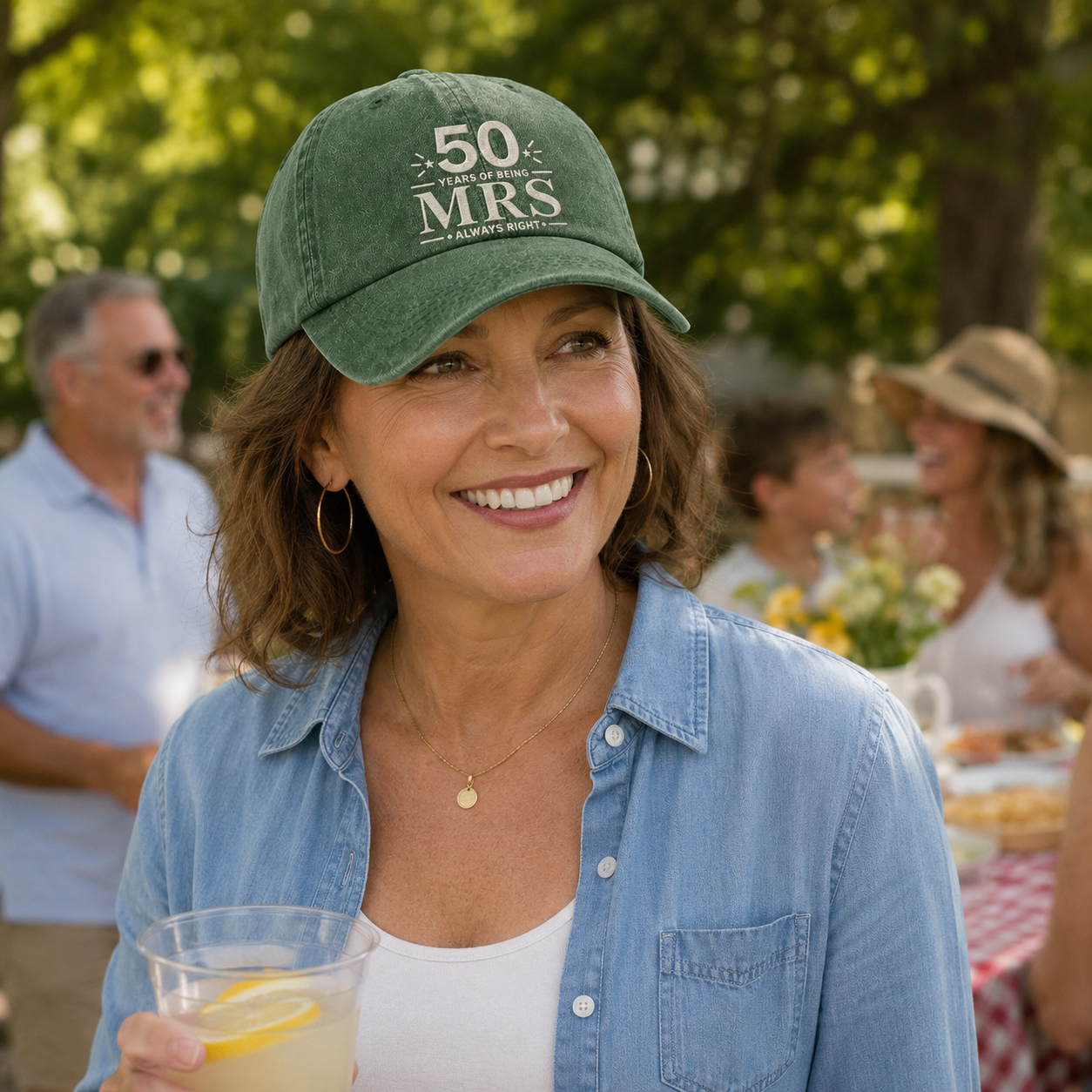 50 Years Mrs Embroidered Washed Cap - Washed Cap - detail