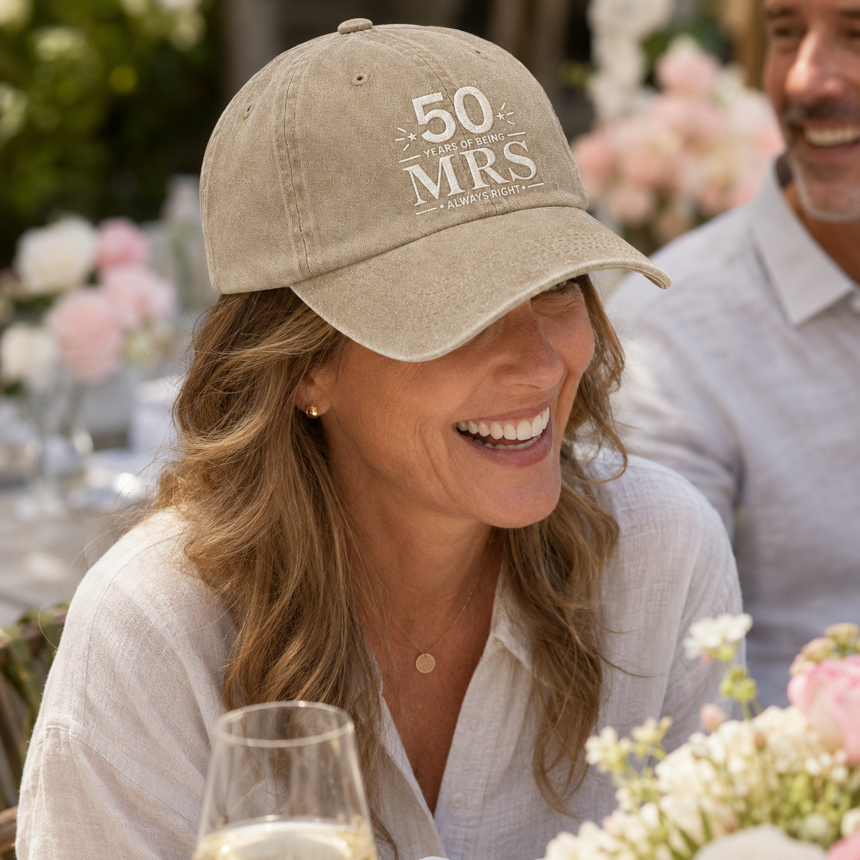 50 Years Mrs Embroidered Washed Cap - Washed Cap - lifestyle