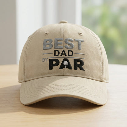 Best Dad By Par Washed Dad Hat, Golf Dad Baseball Cap Gift for Father's Day