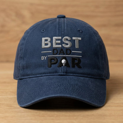 Best Dad By Par Washed Dad Hat, Golf Dad Baseball Cap Gift for Father's Day