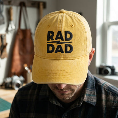 Rad Dad Washed Cap, Embroidered Dad Hat Gift for Fathers