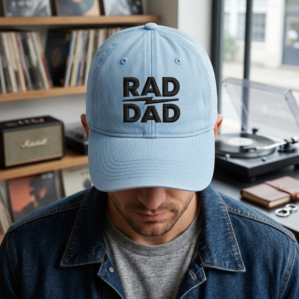 Rad Dad Washed Cap, Embroidered Dad Hat Gift for Fathers