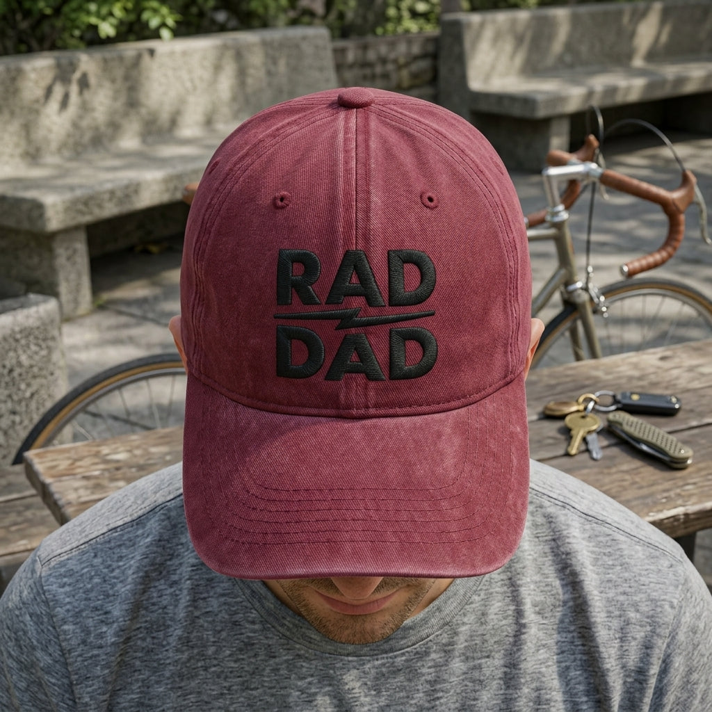 Rad Dad Washed Cap, Embroidered Dad Hat Gift for Fathers