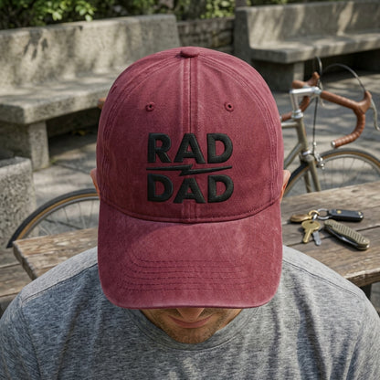 Rad Dad Washed Cap, Embroidered Dad Hat Gift for Fathers
