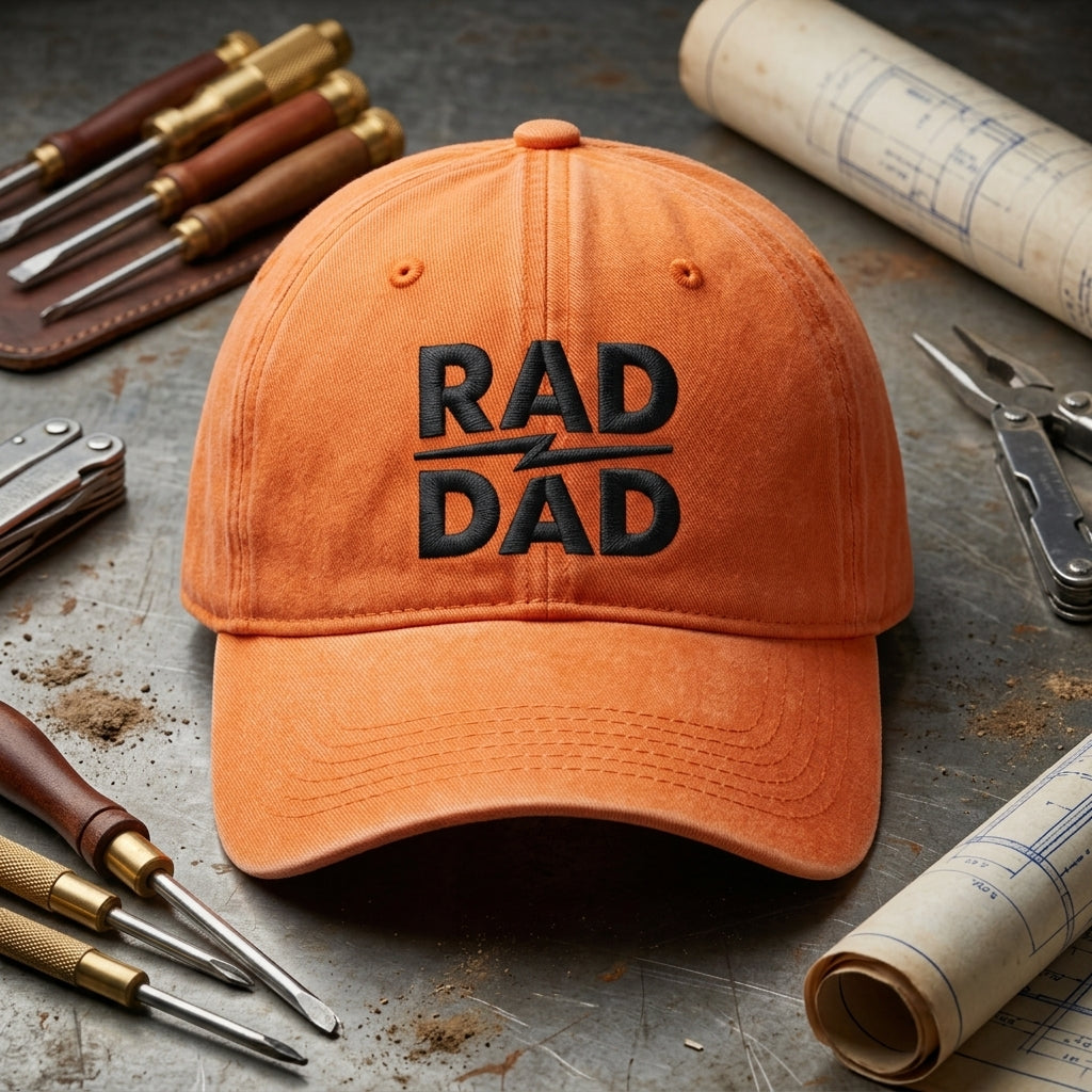 Rad Dad Washed Cap, Embroidered Dad Hat Gift for Fathers