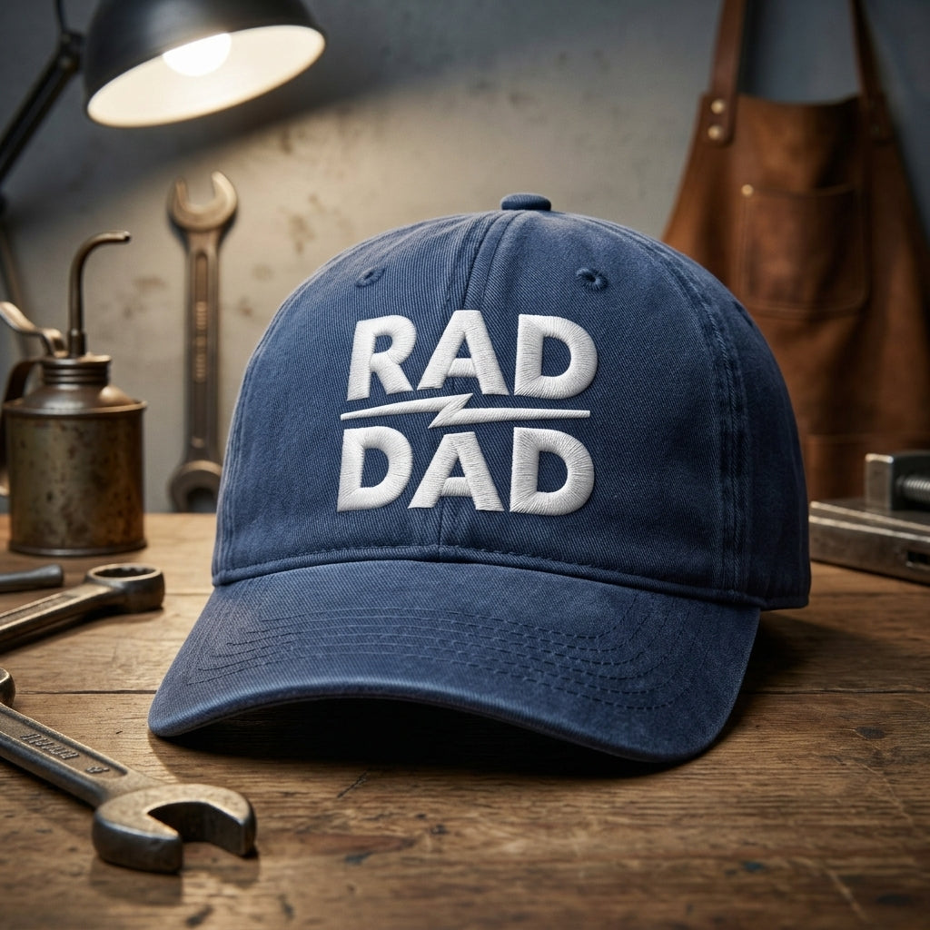 Rad Dad Washed Cap, Embroidered Dad Hat Gift for Fathers