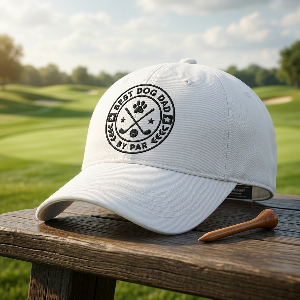 Best Dog Dad By Par Washed Cap, Golf Dog Dad Hat Gift
