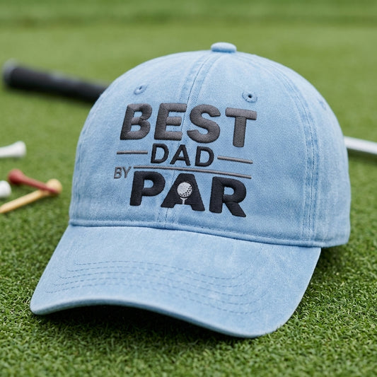 Best Dad By Par Washed Dad Hat, Golf Dad Baseball Cap Gift for Father's Day