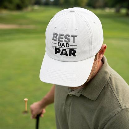 Best Dad By Par Washed Dad Hat, Golf Dad Baseball Cap Gift for Father's Day