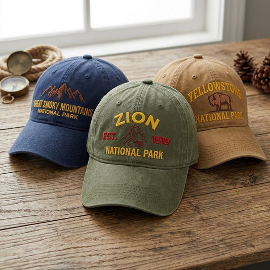 National Park Embroidered Hat | Choose from 44 Parks | Vintage Dad Cap for Hiking, Camping & Outdoor Adventures