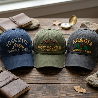 National Park Embroidered Hat | Choose from 44 Parks | Vintage Dad Cap for Hiking, Camping & Outdoor Adventures