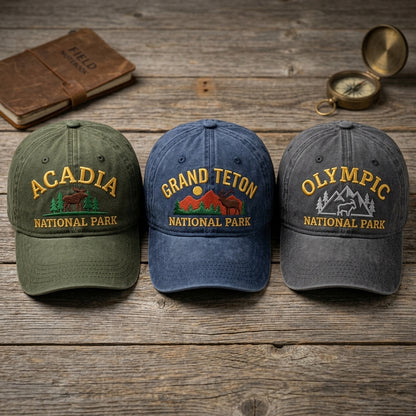 National Park Embroidered Hat | Choose from 44 Parks | Vintage Dad Cap for Hiking, Camping & Outdoor Adventures