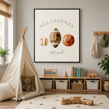 All Legends Start Small Sports Wall Art Decor - Wall Art Decor - alternate angle