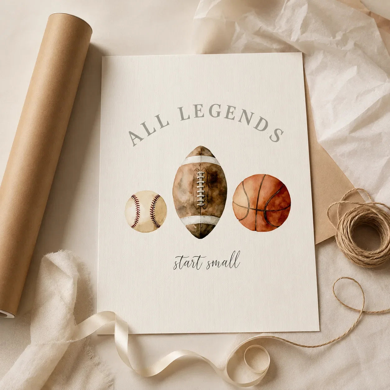 All Legends Start Small Sports Wall Art Decor - Wall Art Decor - back view