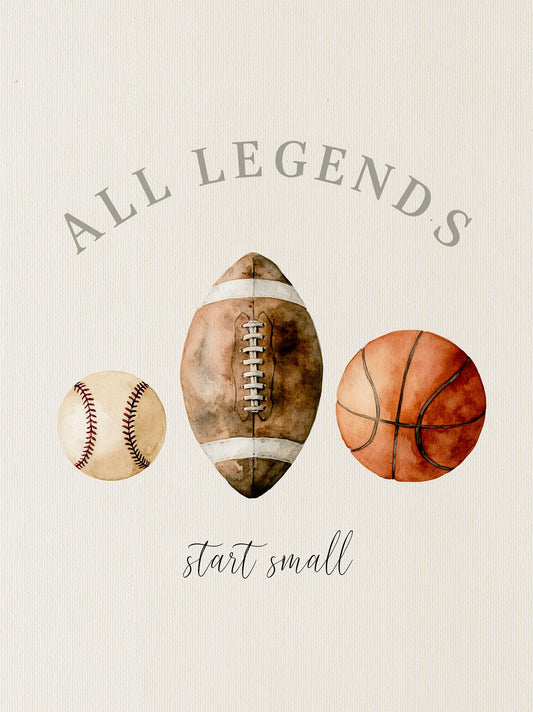 All Legends Start Small Sports Wall Art Decor - Wall Art Decor - front view