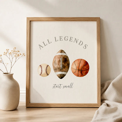 All Legends Start Small Sports Wall Art Decor - Wall Art Decor - side view