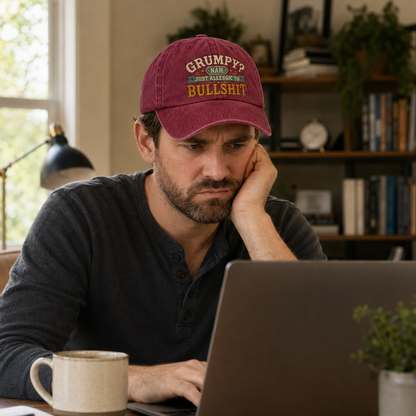 Allergic To Bullshit Embroidered Washed Cap - Washed Cap - alternate angle