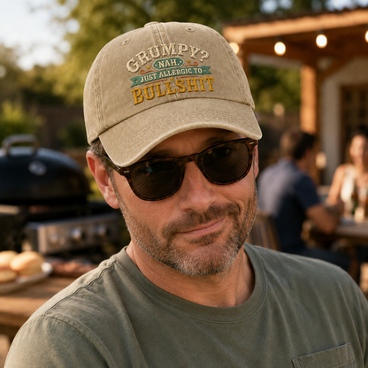 Allergic To Bullshit Embroidered Washed Cap - Washed Cap - lifestyle
