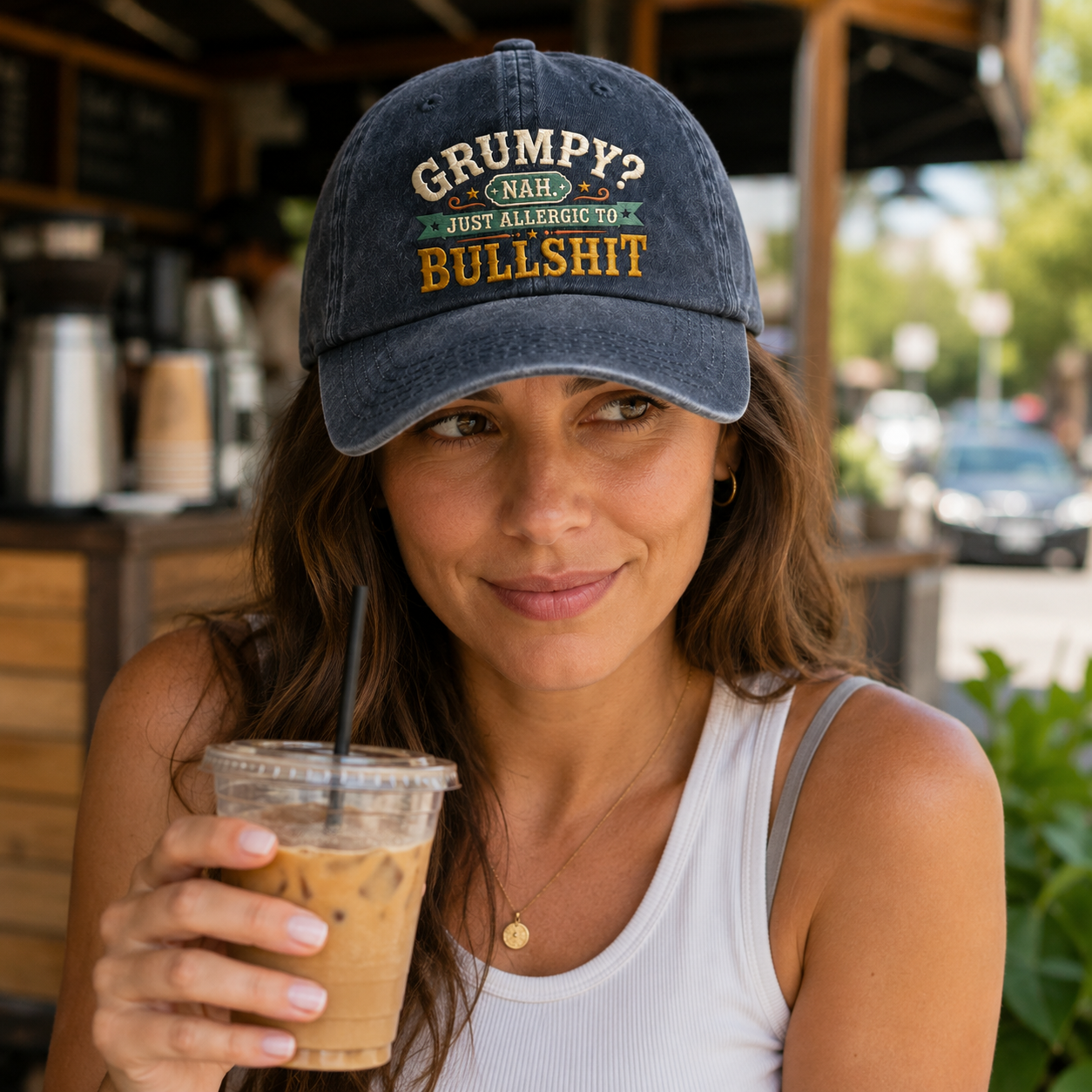 Allergic To Bullshit Embroidered Washed Cap - Washed Cap - side view