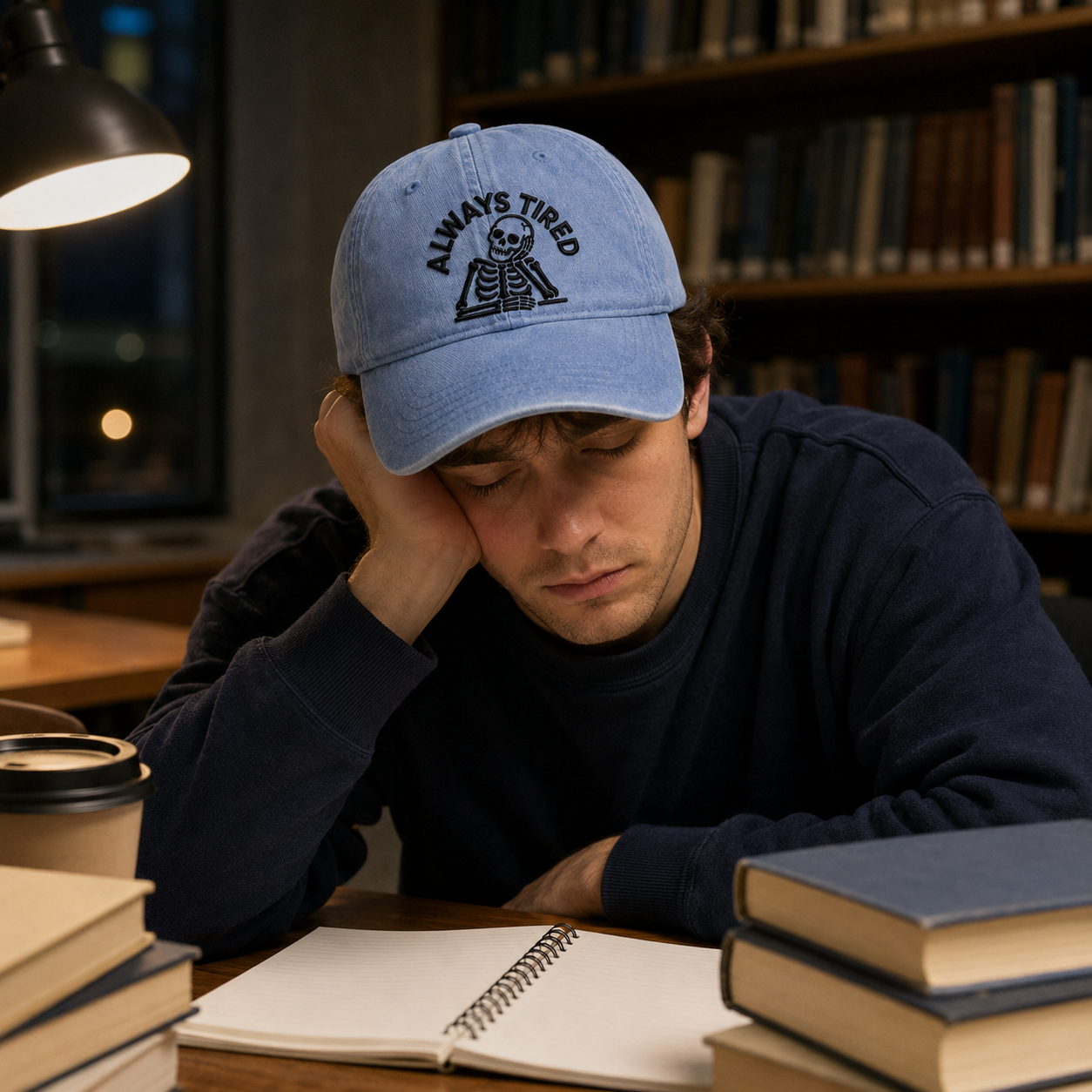 Always Tired Skeleton Washed Cap