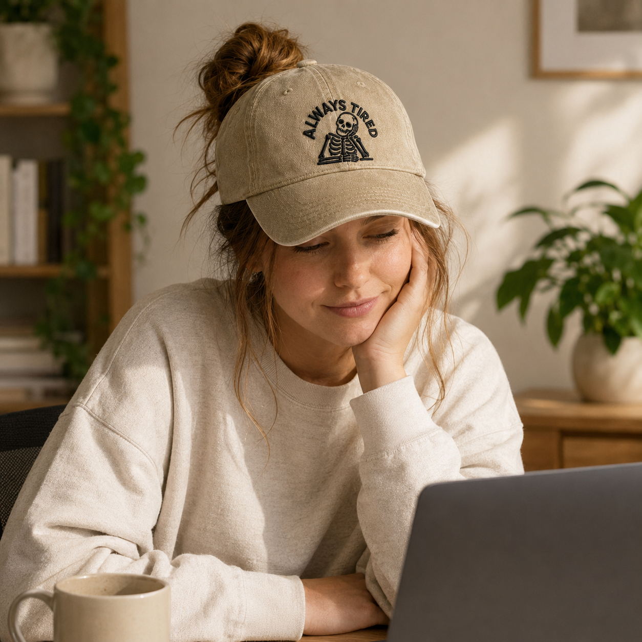Always Tired Skeleton Washed Cap