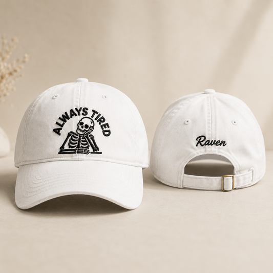 Always Tired Skeleton Washed Cap