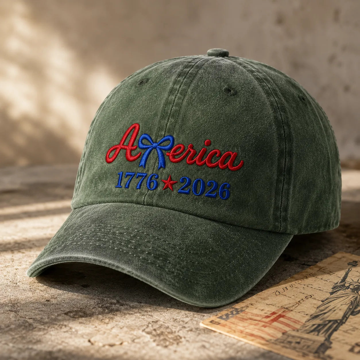 America 1776 2026 Bow Washed Cap - washed cap - in use