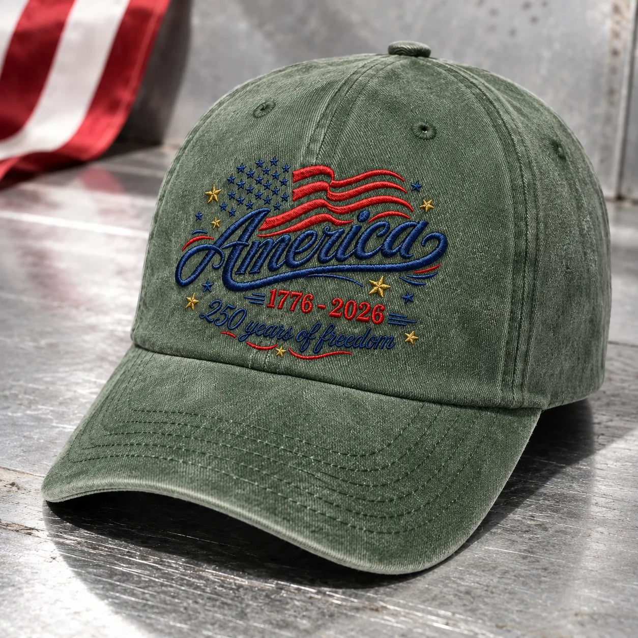 America 1776-2026 250 Years of Freedom Washed Cap - washed cap - alternate angle