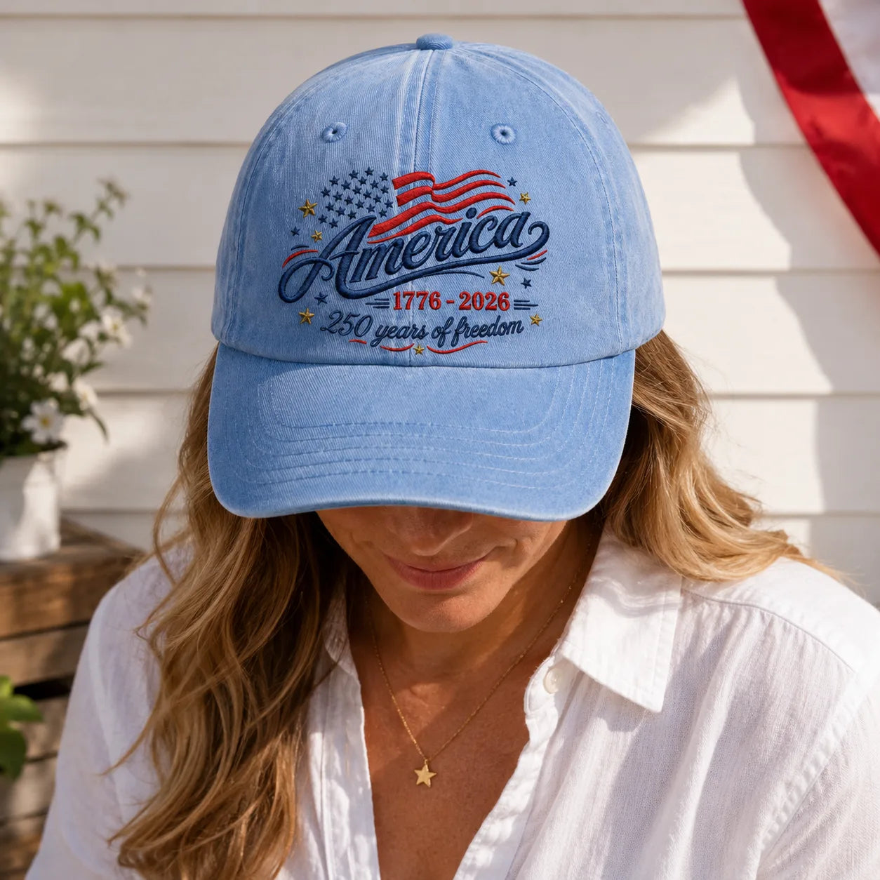 America 1776-2026 250 Years of Freedom Washed Cap - washed cap - side view