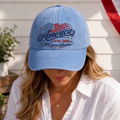 America 1776-2026 250 Years of Freedom Washed Cap - washed cap - side view