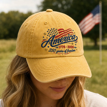 America 1776-2026 250 Years of Freedom Washed Cap - washed cap - styled
