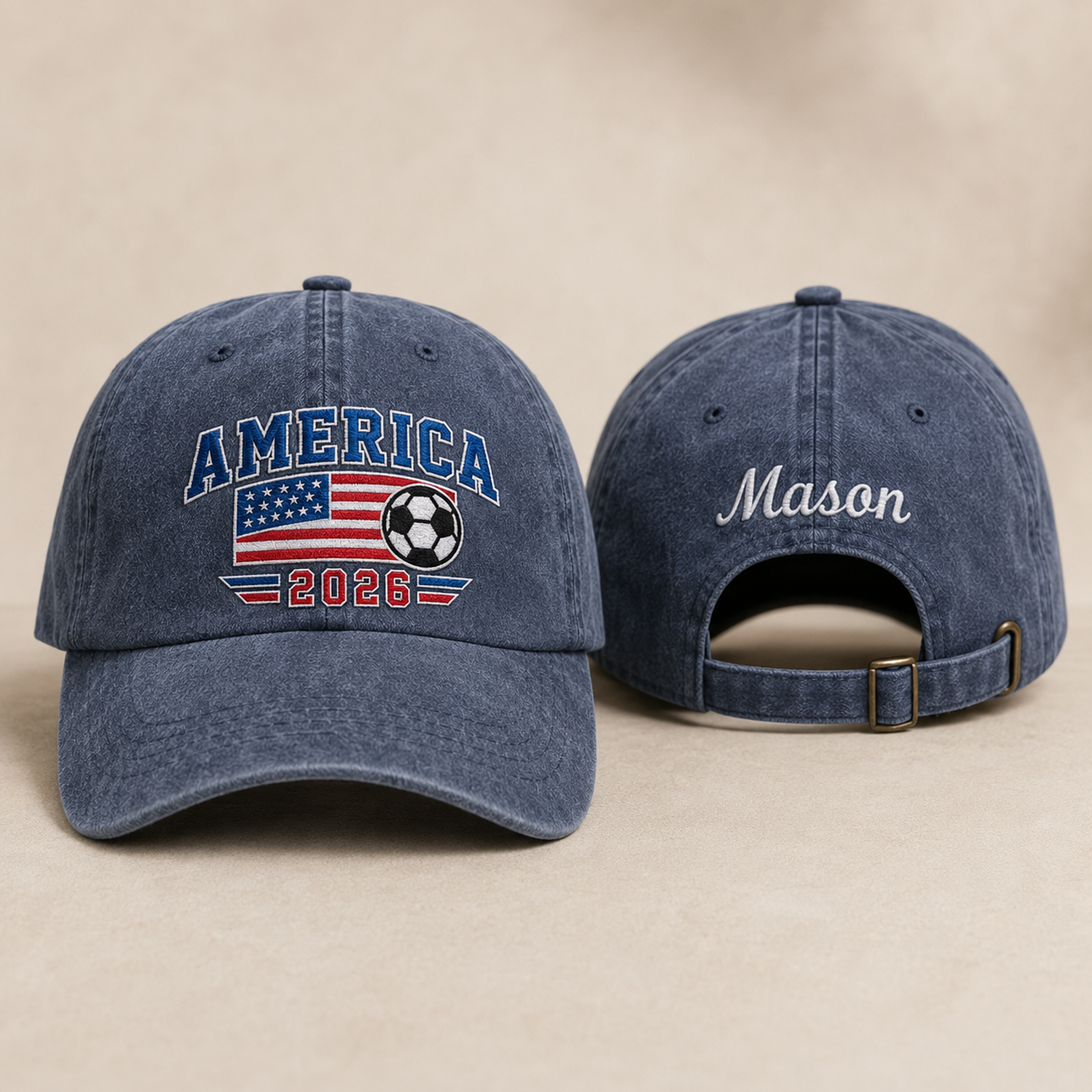America 2026 Embroidered Washed Cap - Washed Cap - front view