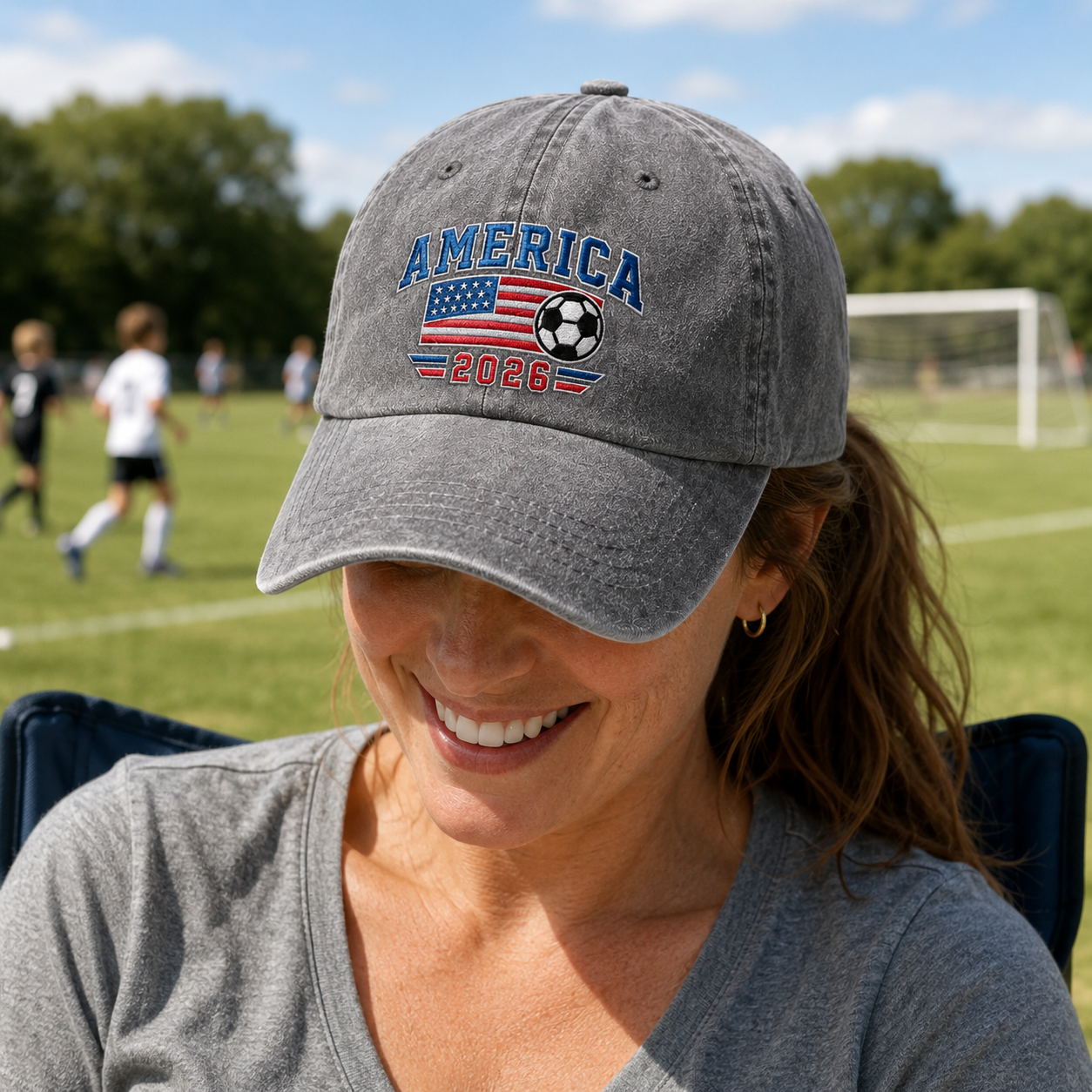 America 2026 Embroidered Washed Cap - Washed Cap - lifestyle
