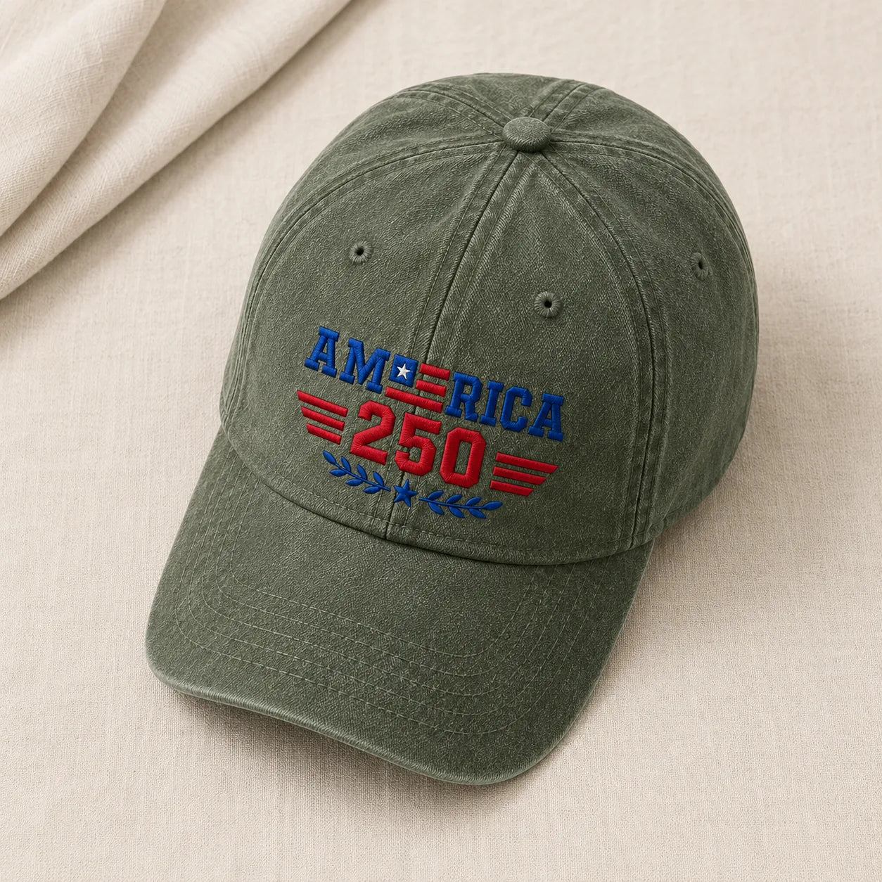 America 250 Semiquincentennial Embroidered Washed Cap - washed cap - alternate angle