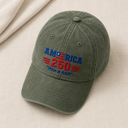 America 250 Semiquincentennial Embroidered Washed Cap - washed cap - alternate angle