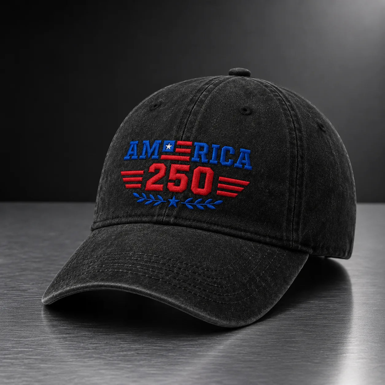 America 250 Semiquincentennial Embroidered Washed Cap - washed cap - in use
