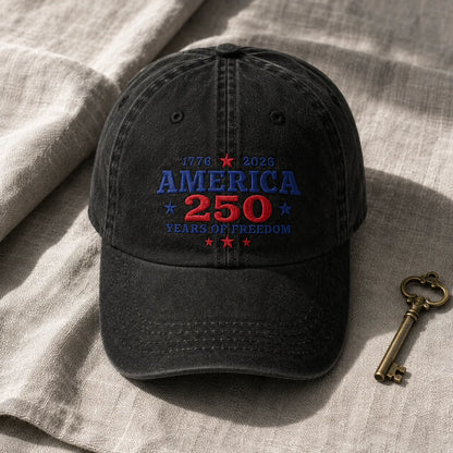 America 250 Years of Freedom Patriotic Washed Cap - washed cap - alternate angle